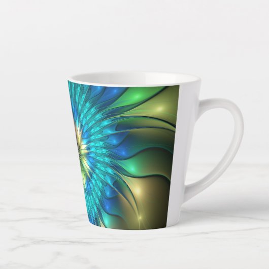 Tasse Latte Fleur d'Imaginaire lumineux, Fractale Abstraite co (Droite)