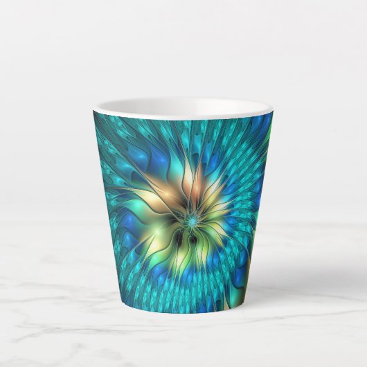 Tasse Latte Fleur d'Imaginaire lumineux, Fractale Abstraite co (Devant)