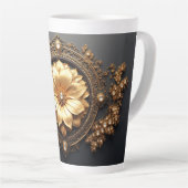 Tasse Latte Fleur d'Or Luxueuse (Angle droit)