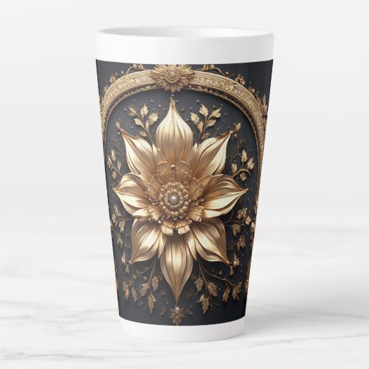 Tasse Latte Fleur d'Or Luxueuse (Devant)