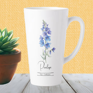 Tasse Latte Fleur du mois de naissance Juillet Larkspur