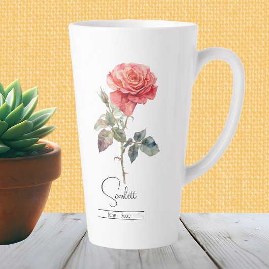 Tasse Latte Fleur du mois de naissance Juin Rose