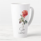 Tasse Latte Fleur du mois de naissance Juin Rose (Angle droit)