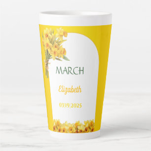 Tasse Latte Fleur du mois de naissance mars Daffodique personn