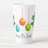 Tasse Latte Fleur Et Ornements De Noël (Devant)