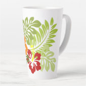 Tasse Latte Fleur Feuilles tropicaux Hibiscus Hawaii Rouge Ora (Angle droit)