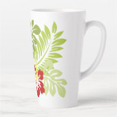 Tasse Latte Fleur Feuilles tropicaux Hibiscus Hawaii Rouge Ora (Droite)