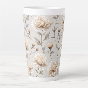 Tasse Latte Fleur floral crème marron cacao