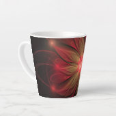 Tasse Latte Fleur fractale de fansy rouge (Angle gauche)
