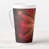 Tasse Latte Fleur fractale de fansy rouge (Angle gauche)