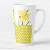 Tasse Latte Fleur jonquille de printemps avec Pois-Polka Jaune (Droite)