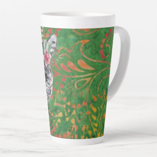 Tasse Latte Fleur Léopard Jungle Batik (Angle droit)