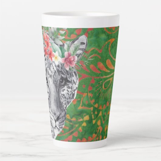Tasse Latte Fleur Léopard Jungle Batik (Devant)