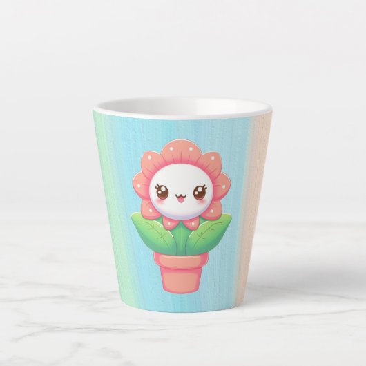 Tasse Latte Fleur mignonne, capricieuse en pot (Devant)