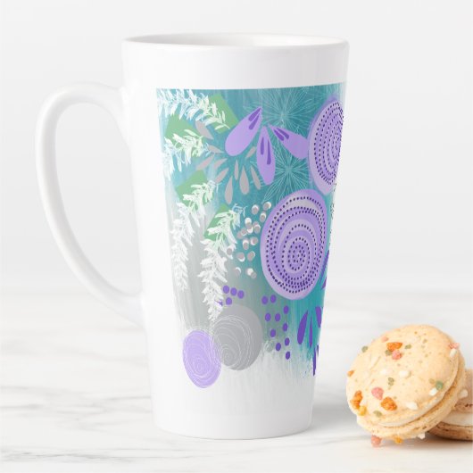 Tasse Latte Fleur Moderne Abstraite (En situation)