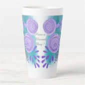 Tasse Latte Fleur Moderne Abstraite (Devant)