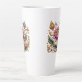 Tasse Latte Fleur Motif Thaï Grande (Devant)