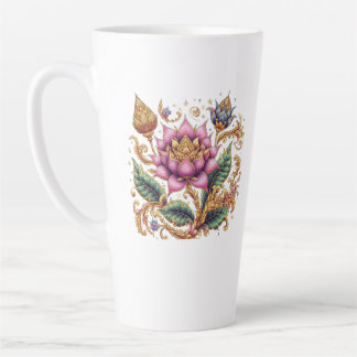 Tasse Latte Fleur Motif Thaï Grande