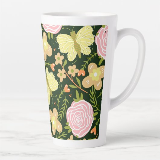 Tasse Latte Fleur papillon (Droite)