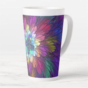 Tasse Latte Fleur psychédélique colorée Art fractal Abstrait