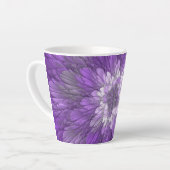 Tasse Latte Fleur psychédélique violette Abstraite Fractal Art (Angle gauche)