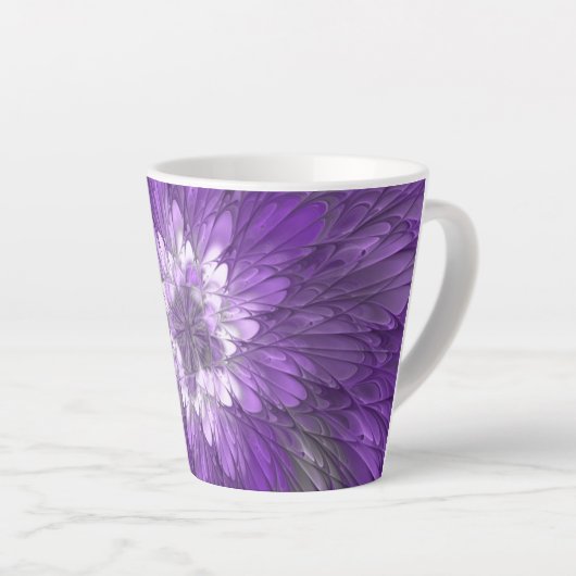 Tasse Latte Fleur psychédélique violette Abstraite Fractal Art (Angle droit)