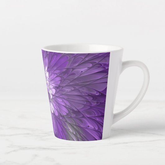 Tasse Latte Fleur psychédélique violette Abstraite Fractal Art (Droite)