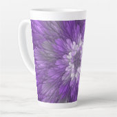 Tasse Latte Fleur psychédélique violette Abstraite Fractal Art (Angle gauche)
