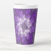 Tasse Latte Fleur psychédélique violette Abstraite Fractal Art (Devant)
