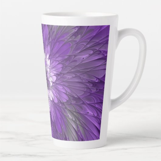 Tasse Latte Fleur psychédélique violette Abstraite Fractal Art (Droite)