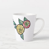 Tasse Latte Fleur Ranunculus Illustration Fleurs roses mignonn (Droite)