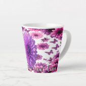 Tasse Latte Fleur Romantique Rosée (Angle droit)