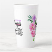 Tasse Latte Fleur rose et violet avec citation (Devant)