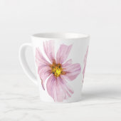 Tasse Latte Fleur rose illustrée à la main (Angle gauche)