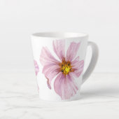 Tasse Latte Fleur rose illustrée à la main (Angle droit)