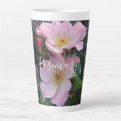 Tasse Latte Fleur Rose rose florale Photo Blush rose (Devant)