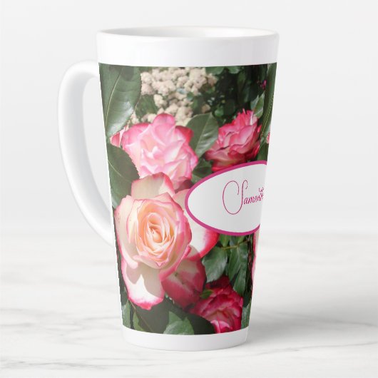 Tasse Latte Fleur Rose rouge et blanc Roses floraux (Angle gauche)