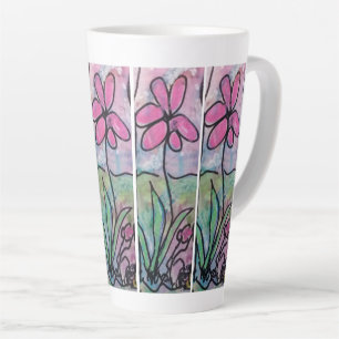 Tasse Latte Fleur rose unique