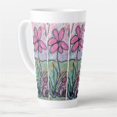 Tasse Latte Fleur rose unique (Angle gauche)