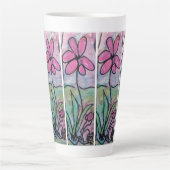 Tasse Latte Fleur rose unique (Devant)