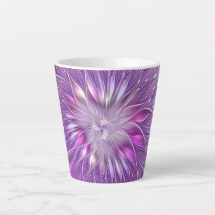 Tasse Latte Fleur Rose Violet Passion Abstraite Art Fractal