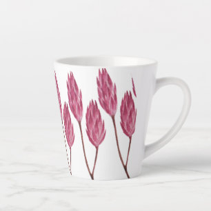 Tasse Latte Fleur rouge illustrée à la main
