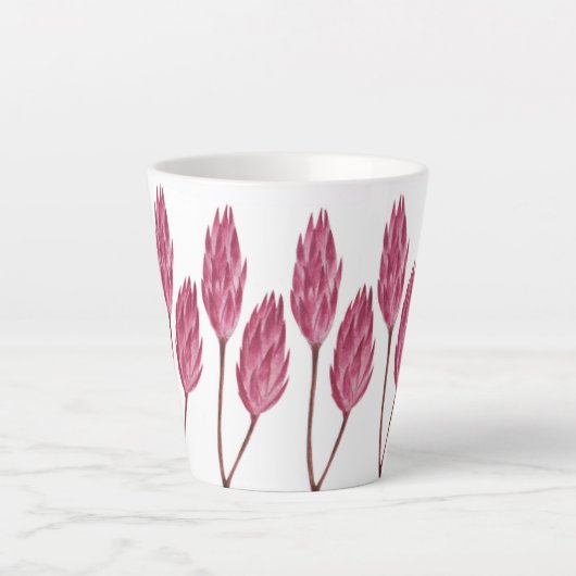 Tasse Latte Fleur rouge illustrée à la main (Devant)