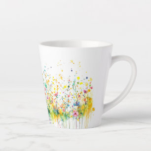Tasse Latte Fleur sauvage aquarelle Cottage Garden Floral