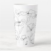 Tasse Latte Fleur sauvage de pavot noir et blanc minimal flora (Devant)