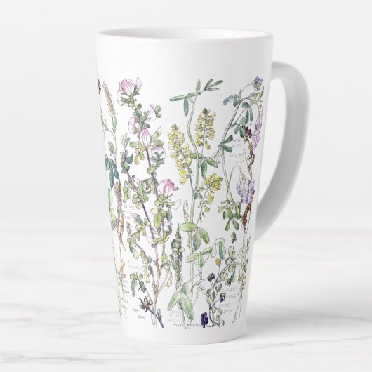 Tasse Latte Fleur sauvage de trèfle botanique Fleurs de latte (Angle droit)