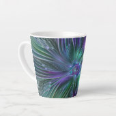 Tasse Latte Fleur vert violet Art Abstrait moderne Fractal (Angle gauche)