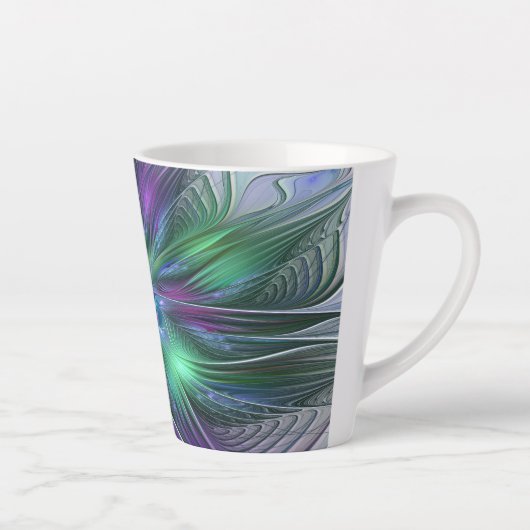 Tasse Latte Fleur vert violet Art Abstrait moderne Fractal (Droite)