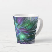 Tasse Latte Fleur verte abstraite moderne fractale violette (Angle droit)