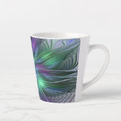 Tasse Latte Fleur verte abstraite moderne fractale violette (Droite)